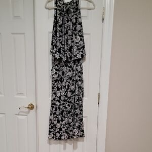 Leota Black and White Floral Jumpsuit